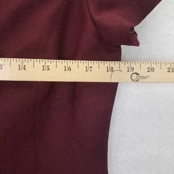 KASPER Skirt Suit Women Sz 4 Short Sleeve Jacket Burgundy Maxi Skirt Linen Lined - Picture 13 of 16